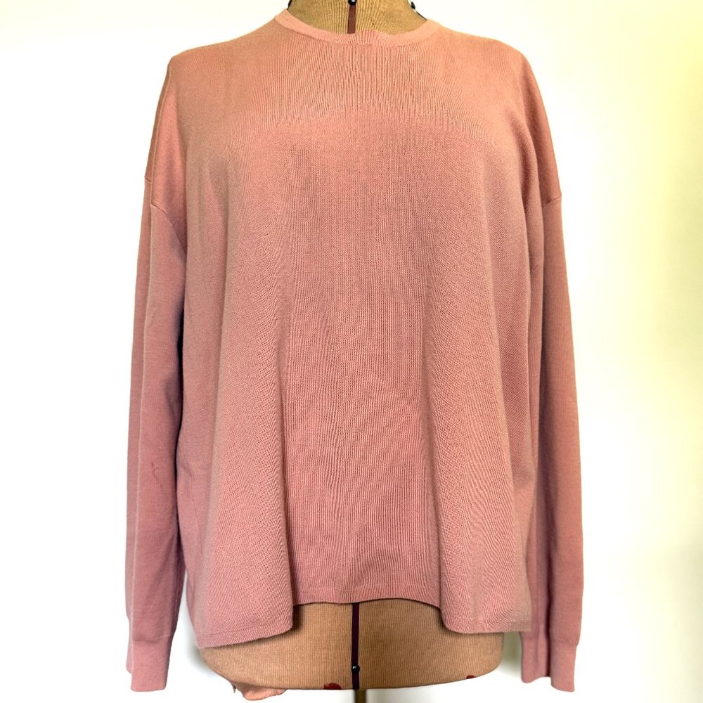 Theory Twylina B Refine Merino Wool Open-Back Sweater • Size M